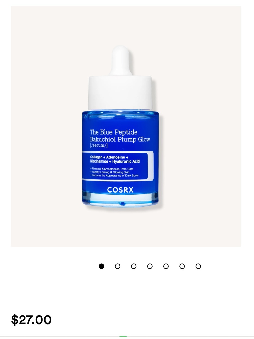 COS Blue Peptide Bakuchiol Plump Glow Serum — Blue & White Packaging